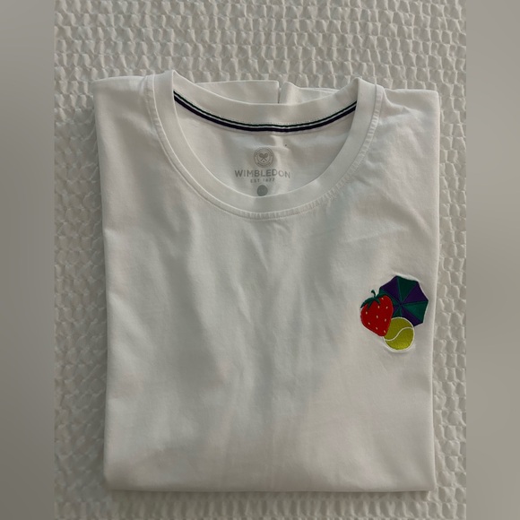 Wimbledon Tops - Wimbledon White Tee with Vibrant Embroidery
